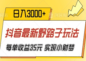 抖音最新野路子玩法揭秘：小白也能日入3000+，轻松实现小财梦！-二八网赚