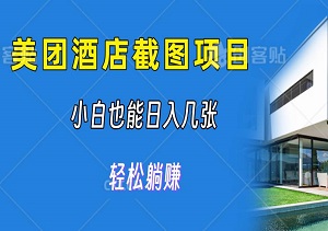最新美团酒店截图项目，批量操作，小白也能日入几张，轻松躺赚！-二八网赚
