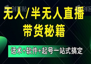 解放双手，无人/半无人直播带货秘籍，话术+软件+起号一站式搞定！-二八网赚