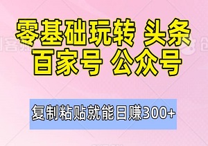  零基础玩转头条，百家号，公众号，复制粘贴就能日赚300+！-二八网赚