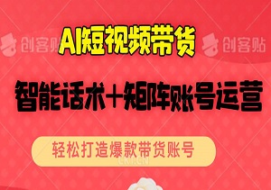 AI短视频带货，智能话术+矩阵账号运营秘籍，小白也能轻松打造爆款带货账号！-二八网赚