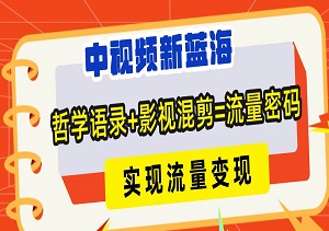 中视频新蓝海：哲学语录+影视混剪=流量密码，轻松实现流量变现-二八网赚