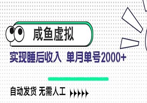 咸鱼虚拟资料项目，自动发货 无需人工 单月单号2000+-二八网赚