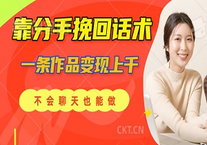 靠分手挽回话术，一条作品变现上千，不会聊天也能做，7天重启有效对话-二八网赚
