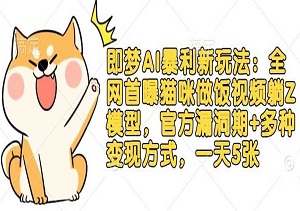 即梦AI暴利新玩法：全网首曝猫咪做饭视频躺赚模型，日入5张+多种变现方式！-二八网赚