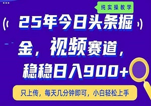 25年今日头条掘金最新视频赛道玩法，稳稳日入900+，副业兼职的不二之选-二八网赚