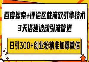 百度搜索+评论区截流双引擎技术：3天搭建被动引流系统，日引300+创业粉！-二八网赚