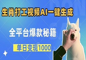 生肖打工视频AI一键生成：全平台爆款秘籍，单日变现1000+！-二八网赚