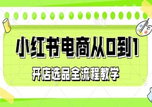 小红书电商从0到1：开店选品全流程教学，日销百单实操秘籍-二八网赚