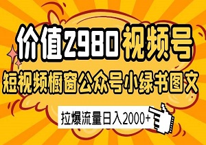 价值2980的视频号短视频橱窗带货和公众号小绿书图文带货，拉爆流量日收益2000+-二八网赚