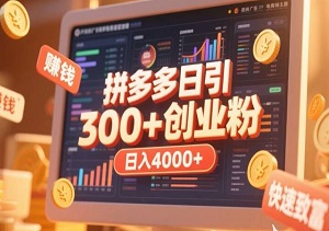 拼多多创业引流项目，每天吸引200+付费创业粉，实现日入多张+稳定收益-二八网赚