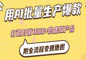 付费文章：用AI批量生产爆款，手把手教你打造月销1000+的虚拟产品，附全流程变现地图-二八网赚