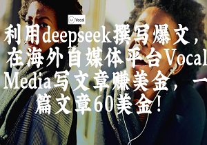 出海搞钱！利用deepseek撰写爆文，在海外自媒体平台Vocal Media写文章挣美金，一篇文章60刀-二八网赚