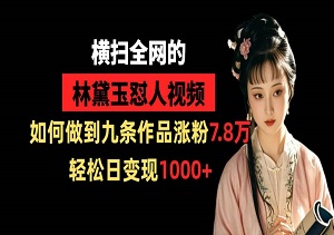 横扫全网的林黛玉怼人视频，如何做到九条作品涨粉7.8万，轻松日变现1k-二八网赚