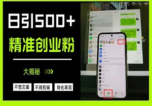 不需要我们去想文案，也不需要我们去剪辑视频，日引500+精准创业粉，方法大揭秘-二八网赚