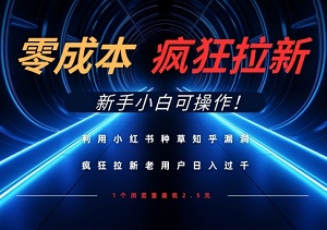 利用小红书种草知乎漏洞，零成本疯狂拉新日入数张，新手小白可操作-二八网赚