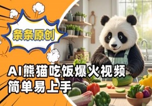 Ai熊猫吃饭爆火视频，条条原创，简单易上手-二八网赚