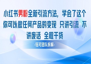 男粉引流天花板！小红书“荷尔蒙打法”，单日引流500+精准男粉（附话术）-二八网赚