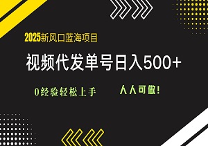 视频代发赚钱法！单号日入800+，一部手机就能干，当天见收益！-二八网赚