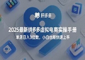 快速上手拼多多虚拟电商，2025最新指南助你单店日赚百元以上！【含选品工具】-二八网赚