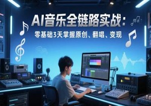 AI音乐全链路实战变现课，零基础3天掌握原创、翻唱及变现技巧，从零到发布，打造属于你的原创歌曲！-二八网赚