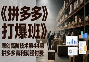 《拼多多打爆班》第44期：原创高阶技术助力高利润强付费玩法，实现店铺爆发式增长-二八网赚